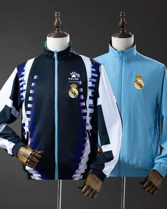 מעיל רוח דו-צדדי ריאל מדריד Navy & Sky Blue