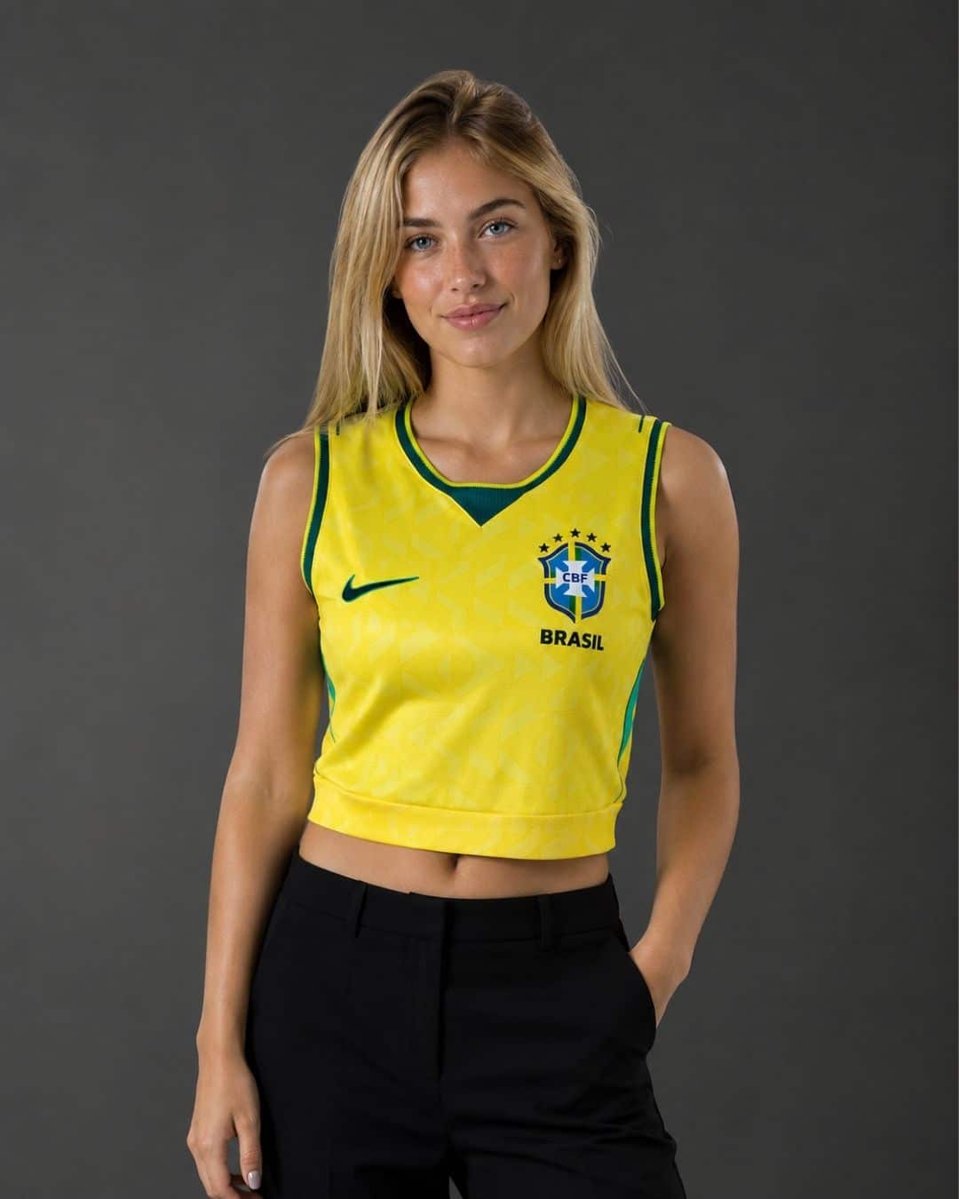 Brazil Home World Cup 2026 Women Cropped Tank Top (model) גופיית קרופ לנשים ברזיל מונדיאל 2026
