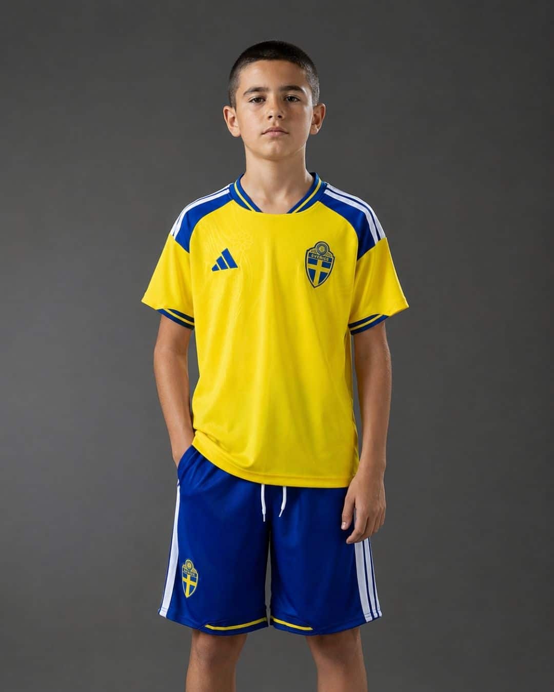 Sweden Home World Cup 2026 Kids (model) סט ילדים מדי בית שוודיה מונדיאל 2026 – תמונה 1