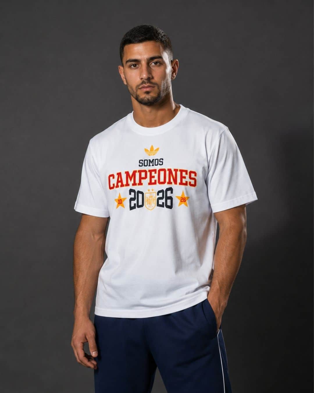 Spain-Champions-2026-White-2-model חולצת זכייה ספרד מונדיאל 2026 צבע לבן